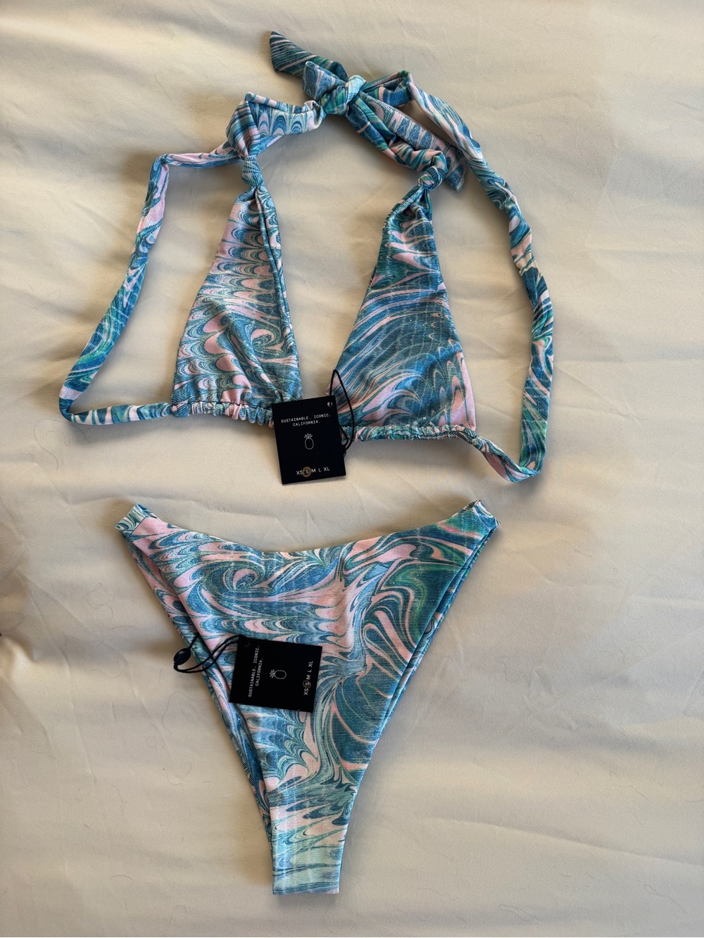 Skatie Bikini / Teal & Pink / NWT / SMALL